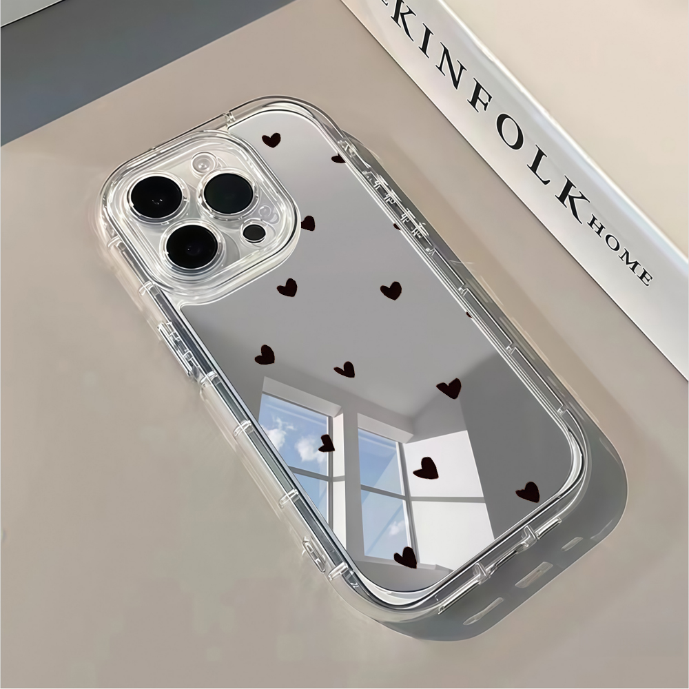 Xo Phone Accessories - Fresh Sweet Black Love Heart Mirror