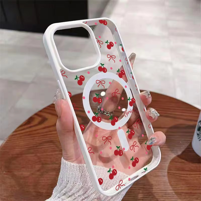 Xo Phone Accessories - Red Cherry Printed Magnetic Phone Case