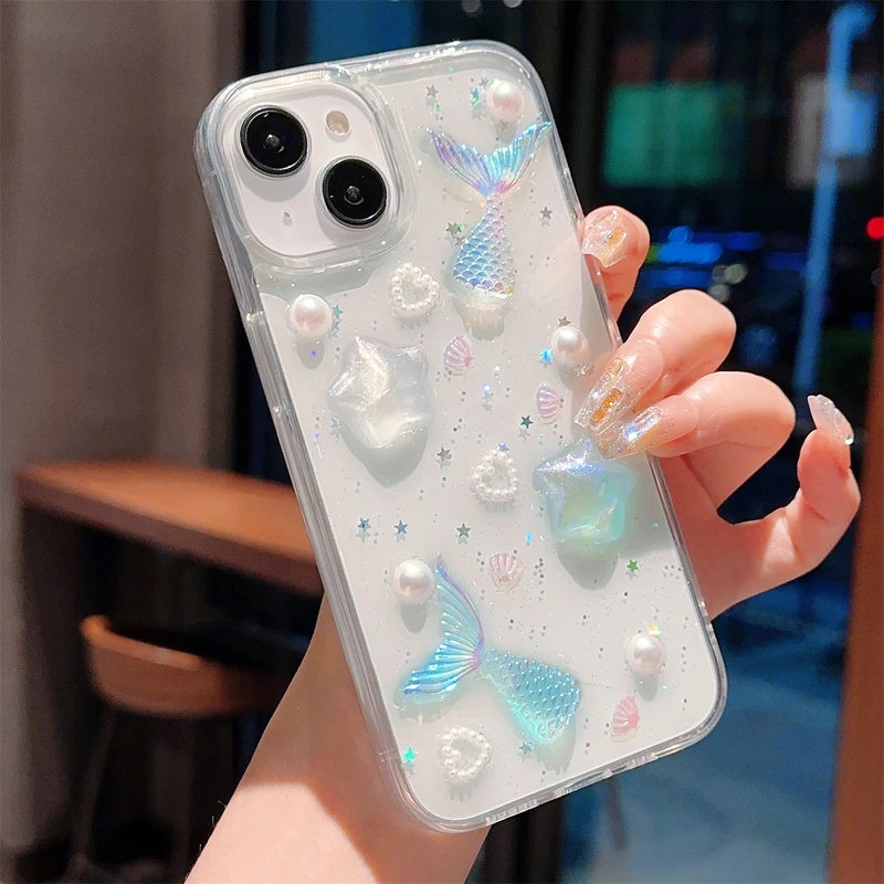 Phone Accessories Wholesale In China - Fashion 3D Laser Fishtail Shell Star