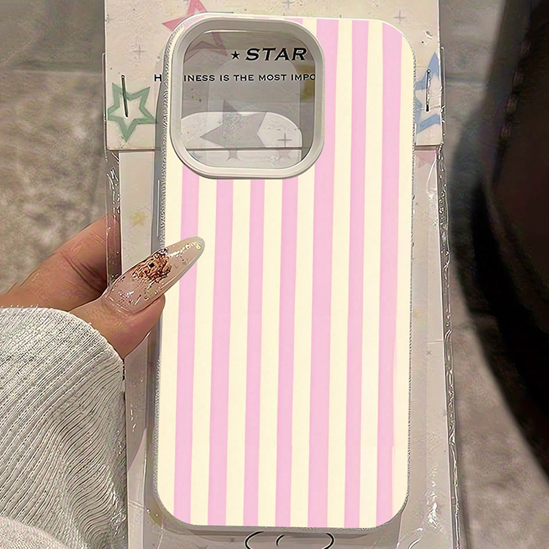 Xo Phone Accessories - Simple Pink Vertical Striped Lichee Pattern