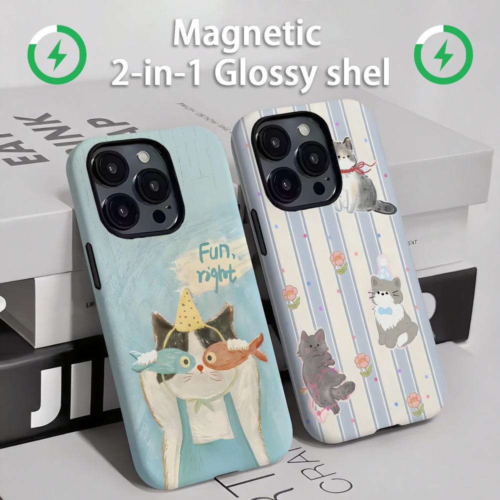 Magnetic Phone Case - Cute cats and dogs Phone Case