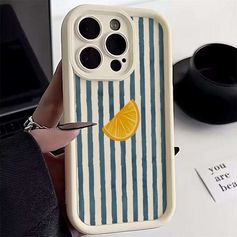 Xo Phone Accessories - Striped Lemon Slice Pattern Phone Case
