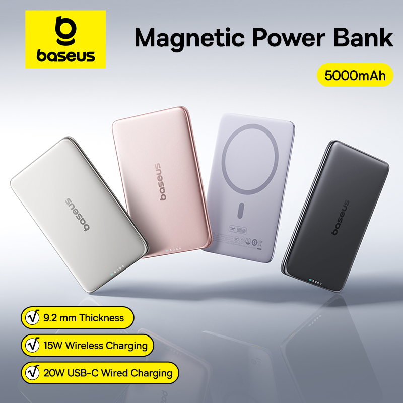 Power Bank Slim - Baseus 5000mAh Magnetic Power Bank 15W