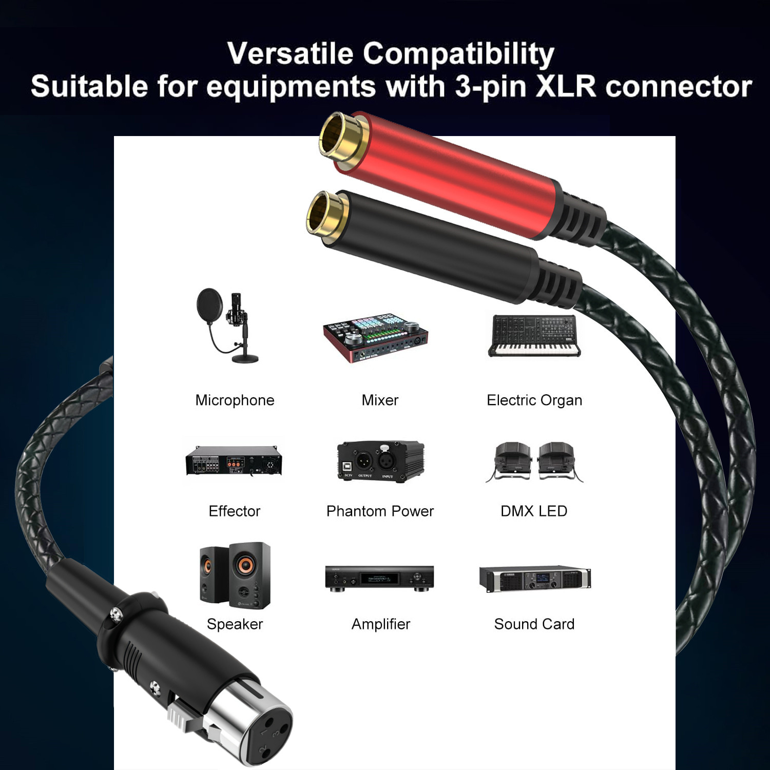 3Pin XLR Female To Dual 6.35mm - огляд і ціна Earphone Splitter Jack