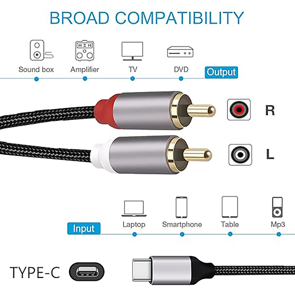 USB C to 2 RCA Audio Cable, Ty - огляд і ціна Earphone Splitter Jack